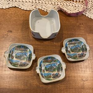 Vintage Williamsburg Set of Souvenir Memorabilia Ashtrays